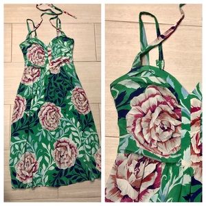 Anthropologie Moulinette Soeurs Annona Green Floral Midi Dress Size 8
